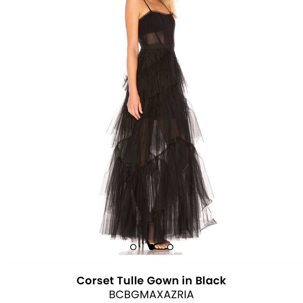 BCBGMaxAzria Black Corset Tulle Maxi Dress - Picture 2 of 6